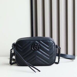 Gucci Black Chevron Crossbody Bag with Logo